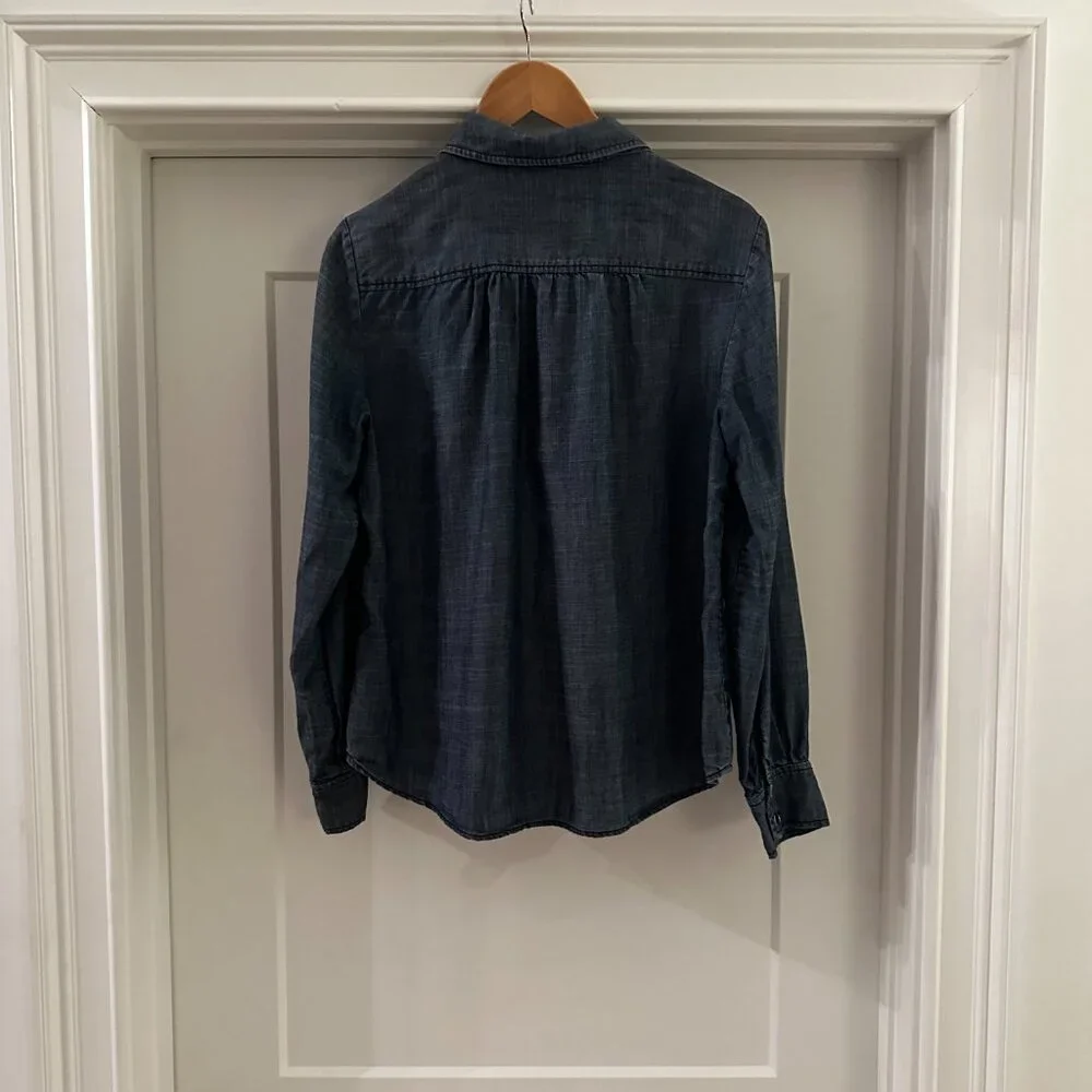 Trina Turk Deep Denim Shirt with Neck Ties - Size Large- Barely Worn - Picture 4 of 8